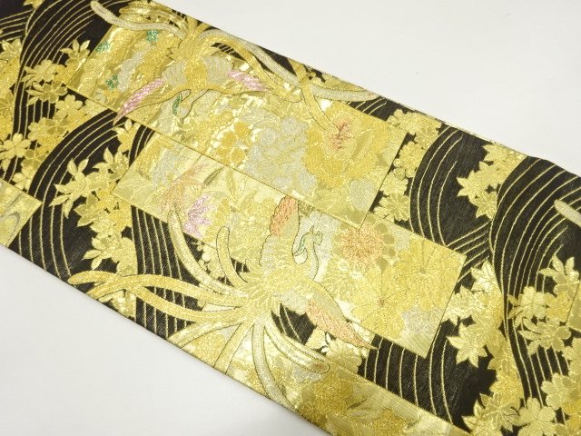 鳳凰に松竹梅・菊・桜模様織り出し　振袖用袋帯