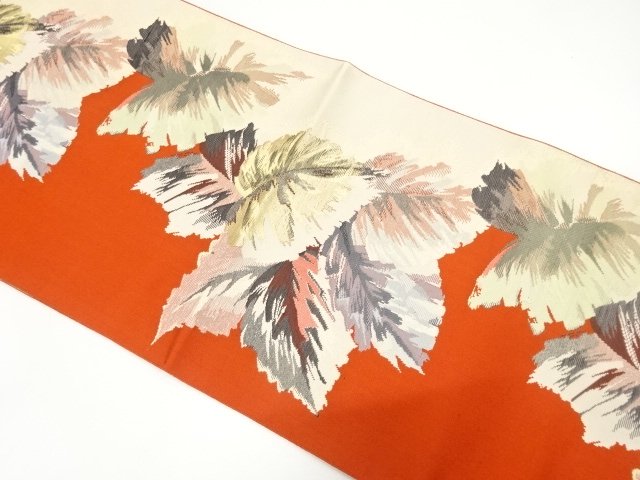 JAPANESE KIMONO / LEAF PATTERN WOVEN NAGOYA OBI
