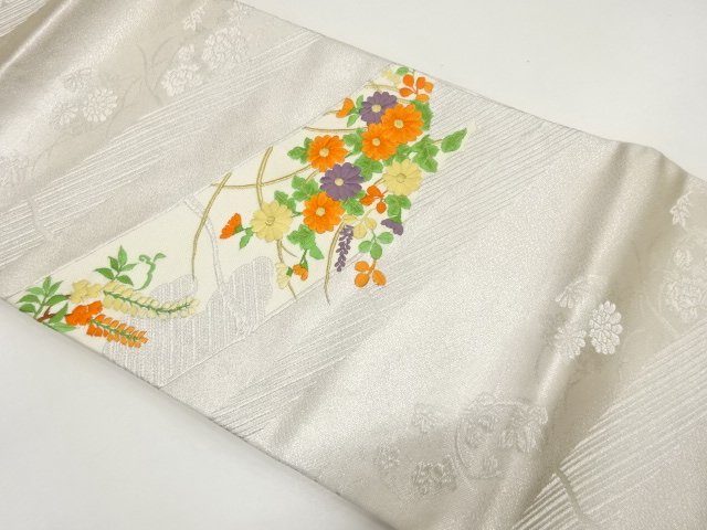 JAPANESE KIMONO / NAOGYA OBI / EMBROIDERY / FLOWE R