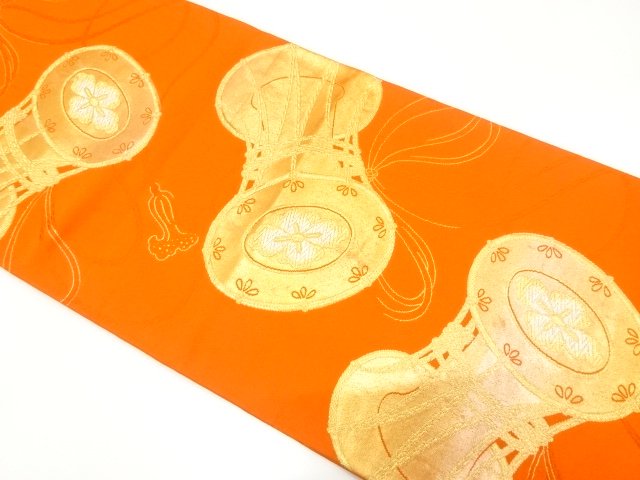 JAPANESE KIMONO / ANTIQUE FUKURO OBI / SILK / WOVEN DRUM