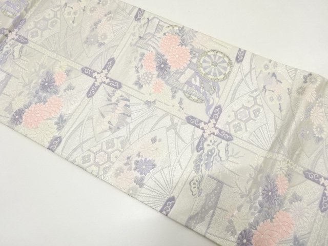 JAPANESE KIMONO / ANTIQUE FUKURO OBI / WOVEN FLOWER