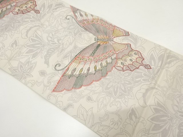 JAPANESE NAGOYA OBI / WOVEN FLORAL PLANTS