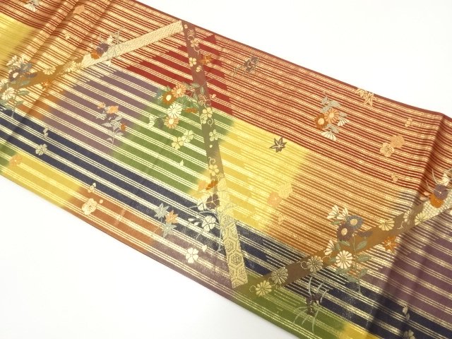 JAPANESE FUKURO OBI FOR FURISODE / WOVEN UME