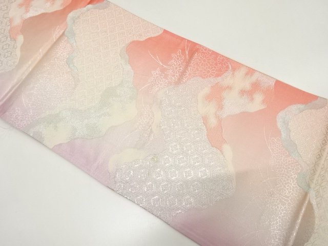 JAPANESE KIMONO / ANTIQUE FUKURO OBI / WOVEN KIKU