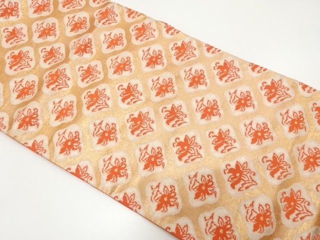 JAPANESEKIMONO / ANTIQUE DIAMOND-SHAPED FLORAL PATTERN WOVEN- NAGOYA O