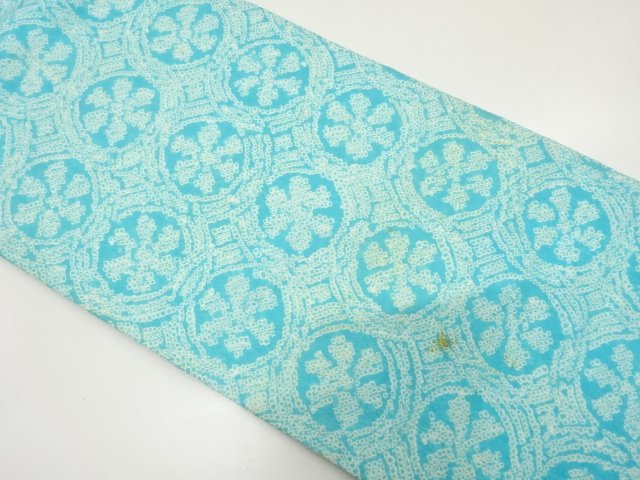 JAPANESE KIMONO / NAGOYA OBI / SILK / SHIBORI / CIRCLE & FLOWERS