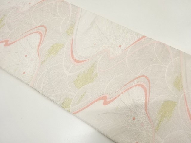 JAPANESE KIMONO / ANTIQUE FUKURO OBI / WOVEN STREAM & FLOWER