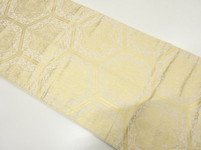 JAPANESE KIMONO / ANTIQUE FUKURO OBI / WOVEN FLORAL CREST & KIKKO