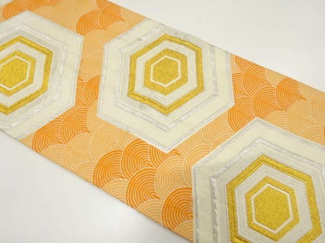 JAPANESE KIMONO / ANTIQUE FUKURO OBI / SILK / WOVEN SEIGAIHA / ARTIST WORK 