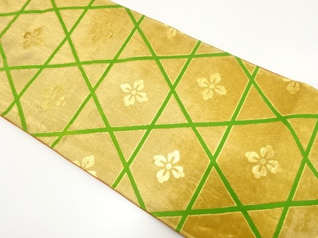 JAPANESE KIMONO / ANTIQUE FUKURO OBI / SILK / WOVEN FLOWER