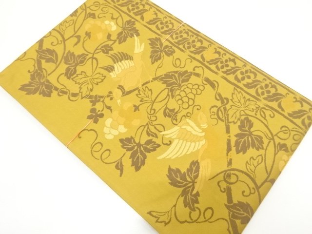 JAPANESE FUKURO OBI / UNUSED / WOVEN GRAPE ARABESQUE