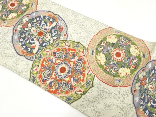 JAPANESE FUKURO OBI / WOVEN FLOWER & BIRD