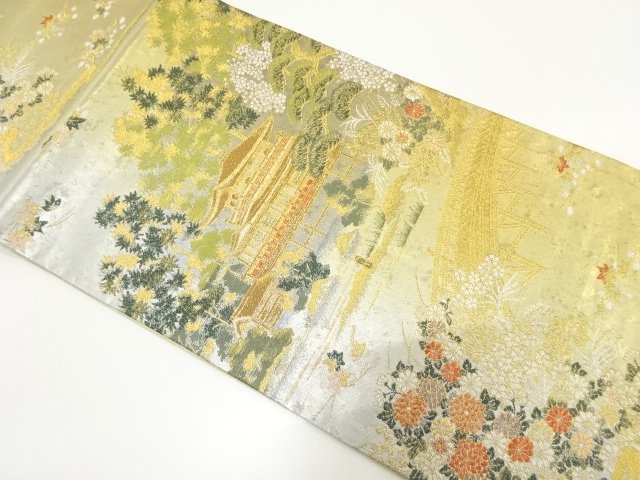 JAPANESE FUKURO OBI / UNUSED / WOVEN KINKAKU TEMPLE