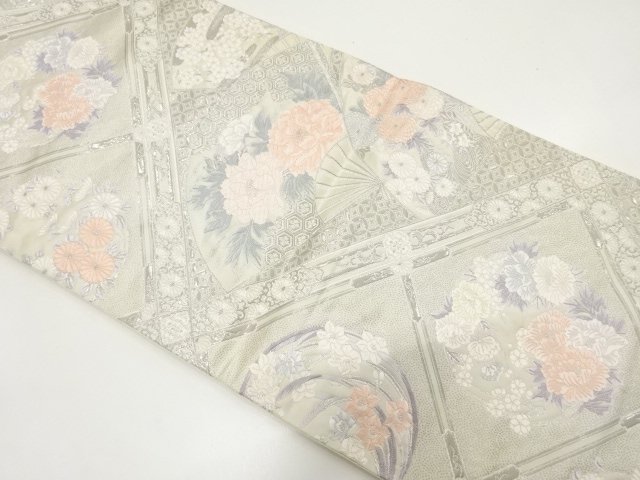 JAPANESE FUKURO OBI / PLATINUM​ FOIL / WOVEN FLOWERS