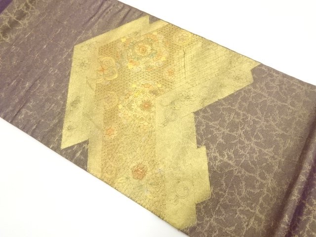 JAPANESE FUKURO OBI / EMBROIDERY / FLOWER CREST