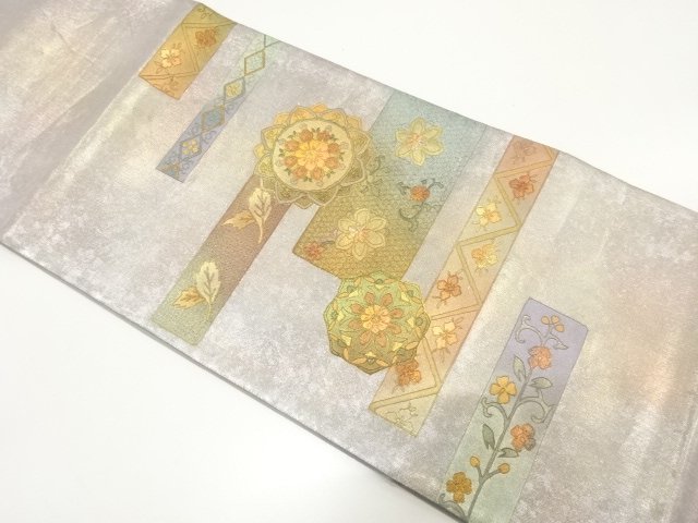 JAPANESE FUKURO OBI / EMBROIDERY / FLOWER CREST