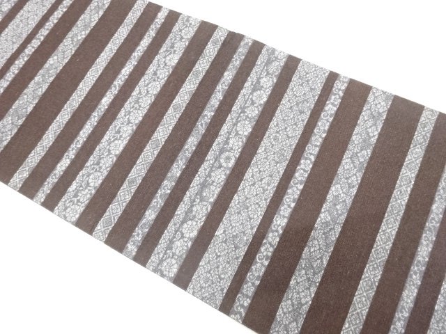 JAPANESE FUKURO OBI / TSUMUGI / WOVEN FLOWER CLASSICAL PATTERN