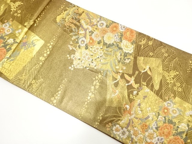 JAPANESE FUKURO OBI / WOVEN PINE & KIKU