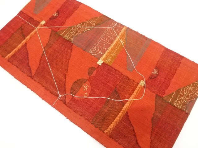 JAPANESE NAGOYA OBI / UNUSED / MAWATA TSUMUGI / WOVEN ABSTRACT