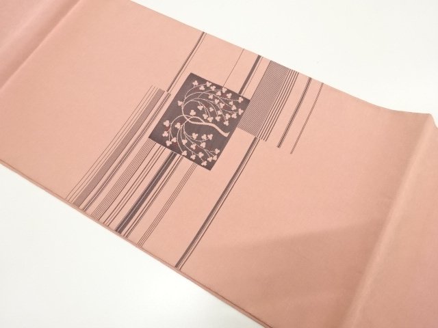 JAPANESE KIMONO / ANTIQUE FUKURO OBI / SILK / WOVEN SQUARE & FLOWER