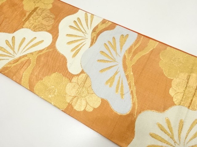 アンティーク　笠松に梅模様織り出し袋帯（着用可）