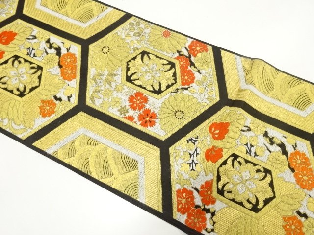 JAPANESE KIMONO / ANTIQUE FUKURO OBI / TORTOISESHELL / PAULOWNIA / CHR