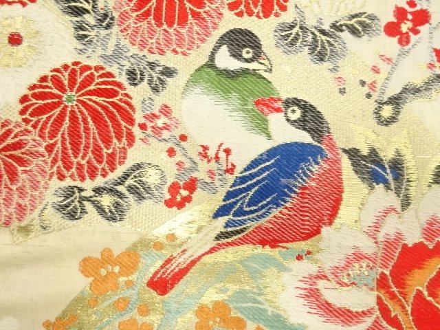 JAPANESE KIMONO / ANTIQUE BIRD / PEONY / PLUM BLOSSOM PATTERNS WOVEN T