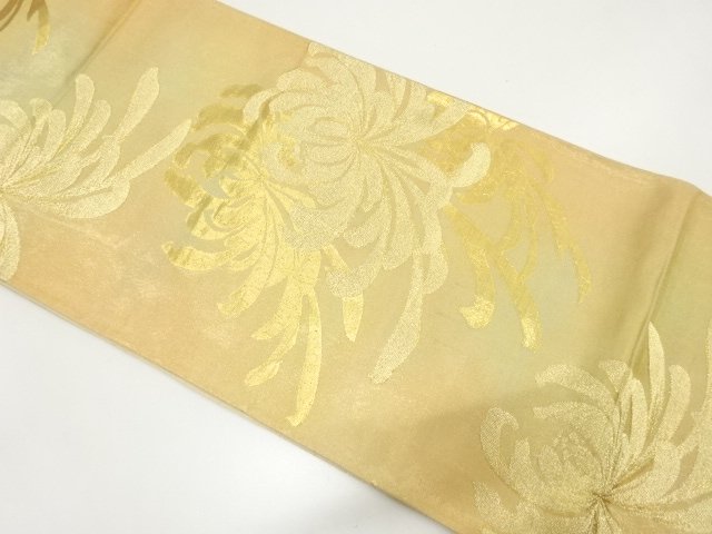 JAPANESE KIMONO / ANTIQUE CHRYSANTHEMUM PATTERN WOVEN FUKURO OBI (MATE