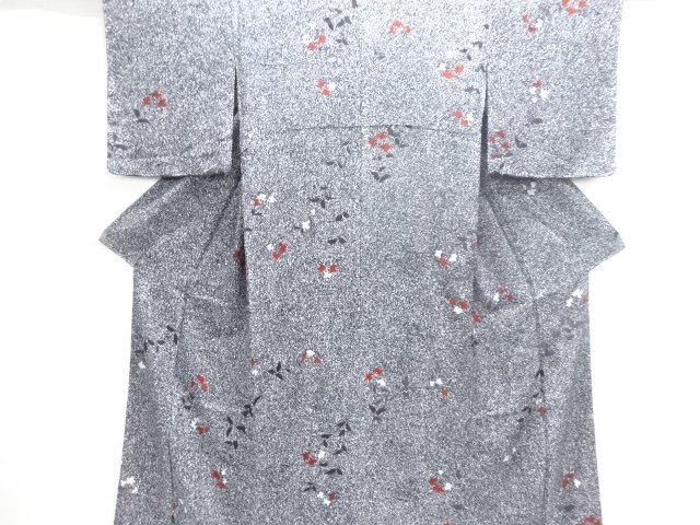のり散らしに花模様小紋着物
