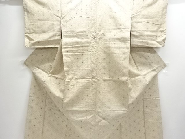 アンティーク　麻の葉模様織り出し十日町紬着物