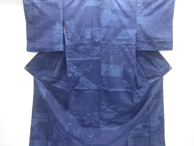 花古典柄織り出し手織り紬着物