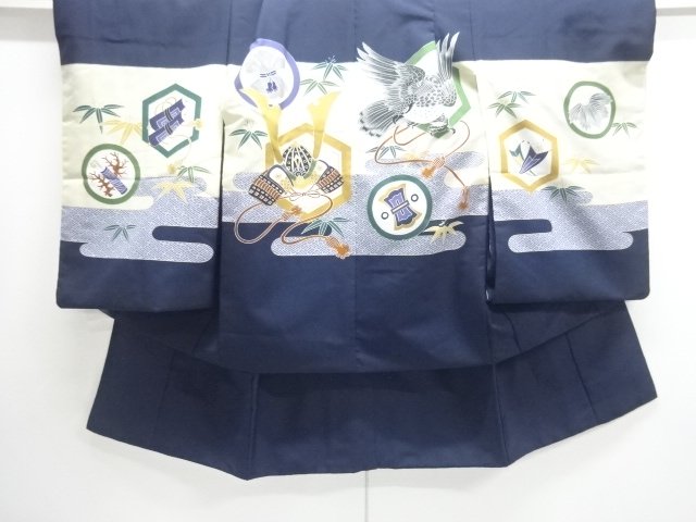 宝尽くしに鷹模様男児着物アンサンブル