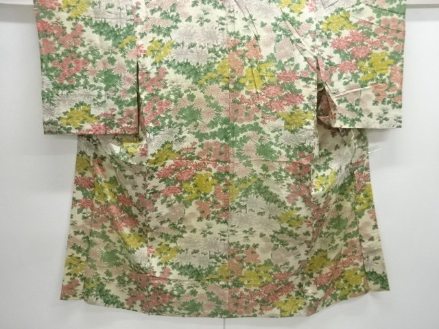 アンティーク　花模様単衣長襦袢
