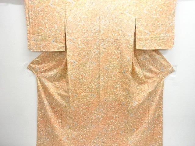 未使用品　流水に草花模様小紋着物