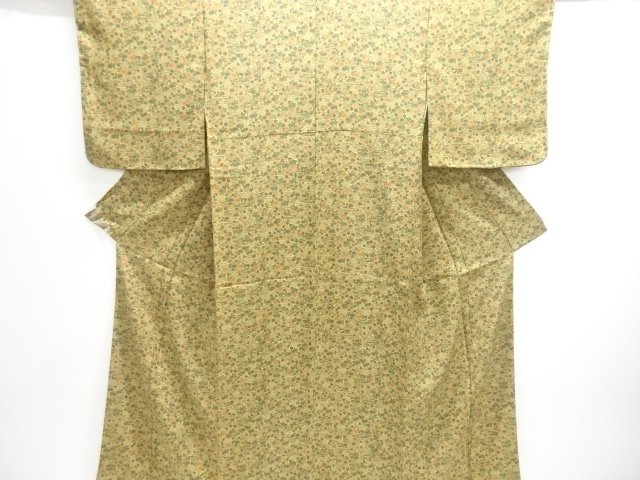 未使用品　芝草に花模様小紋着物