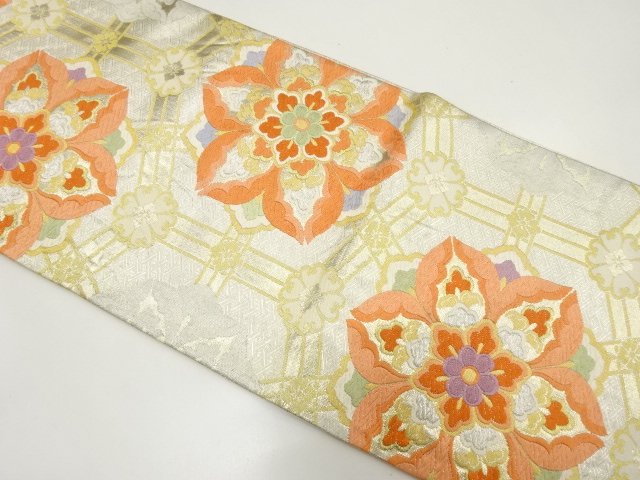 JAPANESE KIMONO / FUKURO OBI / SAGANISHIKI / WOVEN FLORAL CREST