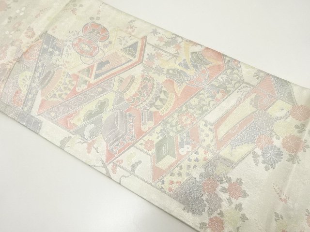 JAPANESE KIMONO / UNUSED FUKURO OBI / SAGANISHIKI / WOVEN BOOK SHELF PATTERN