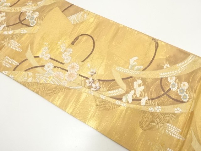 JAPANESE KIMONO / FUKURO OBI / WOVEN NOSHI & AUTUMN FLOWERS