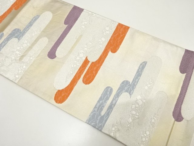 JAPANESE KIMONO / ANTIQUE FUKURO OBI / WOVEN CLASSICAL PATTERN