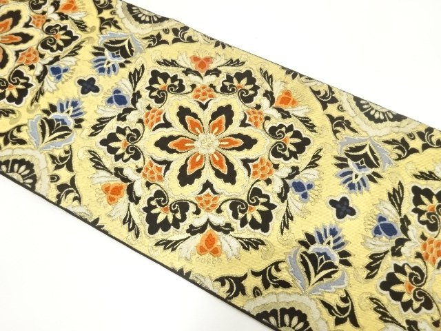 JAPANESE KIMONO / ANTIQUE FUKURO OBI / WOVEN FLOWER CREST