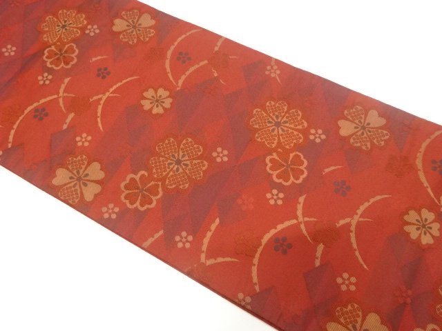 JAPANESE FUKURO OBI / WOVEN SAKURA & GRASS