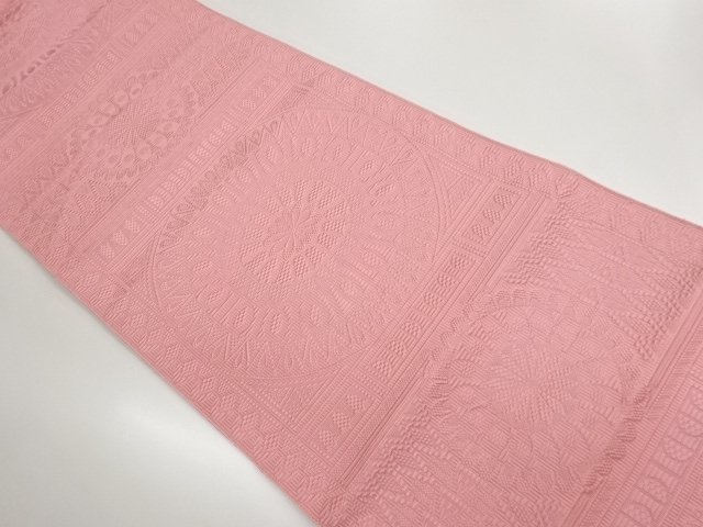 JAPANESE KIMONO / NAGOYA OBI / WOVEN FLOWER CREST & GEOMETRIC PATTERN 