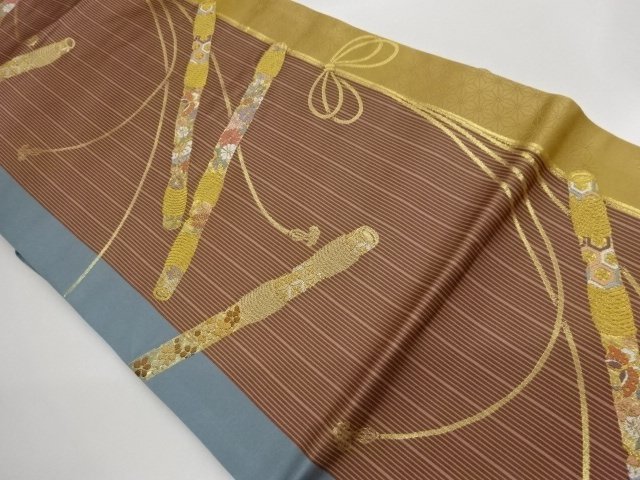 紐に筒模様織り出し名古屋帯