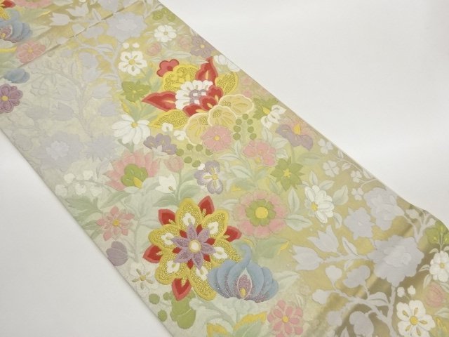 JAPANESE KIMONO / FUKURO OBI / WOVEN FLOWER CREST 