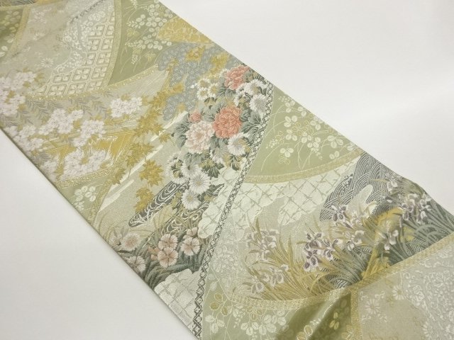 JAPANESE KIMONO / FUKURO OBI / WOVEN FLOWER & PINE 