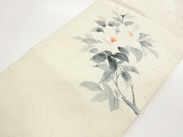 JAPANESE KIMONO / NAGOYA OBI / HIGE TSUMUGI / KINSAI / PEONY 