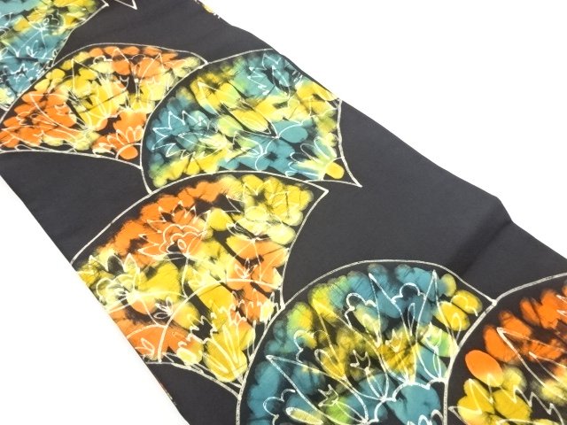 JAPANESE KIMONO / NAGOYA OBI / FOLDING FAN & ABSTRACT FLOWER 