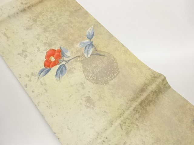 JAPANESE KIMONO / NAGOYA OBI / HIKIHAKU / WOVEN CAMELLIA 