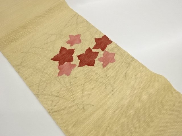 JAPANESE KIMONO / NAGOYA OBI FOR SUMMER / TSUMUGI / WOVEN MAPLE & GRASS