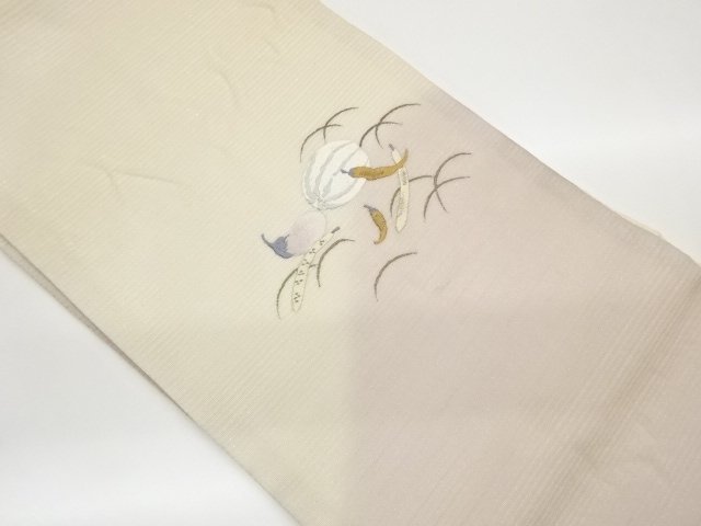 JAPANESE KIMONO / NAGOYA OBI FOR SUMMER / EMBROIDERY / VEGGIES